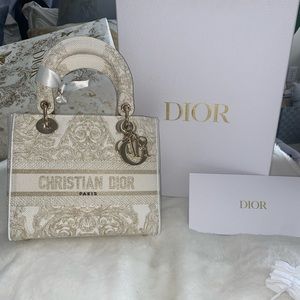 Lady Dior M Canvas Bag